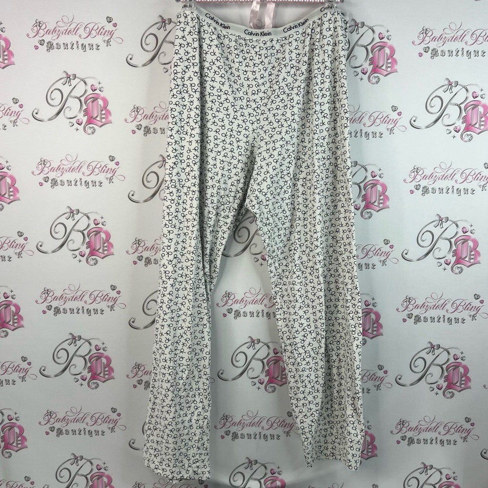 Calvin Klein pants pj bottoms logo print White and Black Logo Pajama Pants